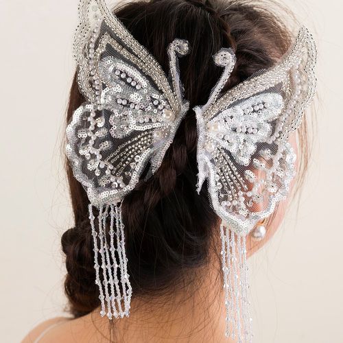 Pièces Épingle à cheveux à paillettes & fausse perle à détail papillon de mariée - SHEIN - Modalova