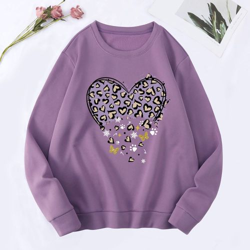 Sweat-shirt cœur & à imprimé papillon à doublure thermique - SHEIN - Modalova