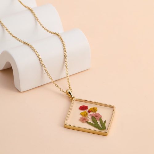 Collier à pendentif fleur séchée carré - SHEIN - Modalova
