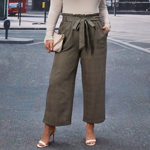 Pantalon à carreaux à taille froncée ceinturé - SHEIN - Modalova