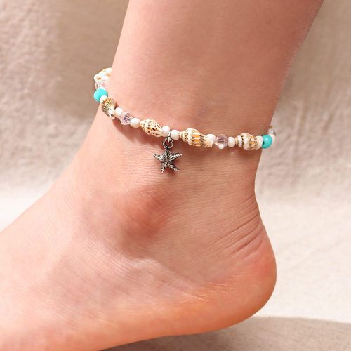 Bracelet de cheville perlé étoile de mer breloque à détail conque - SHEIN - Modalova