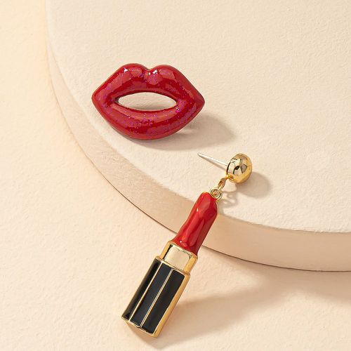 Lèvres & Rouge à lèvres design Boucles d'oreilles dépareillées - SHEIN - Modalova