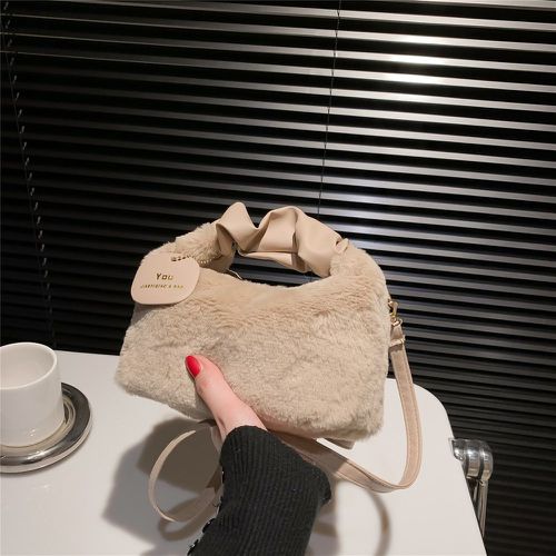 Sac hobo mini à ruché en tissu duveteux avec breloque de sac - SHEIN - Modalova
