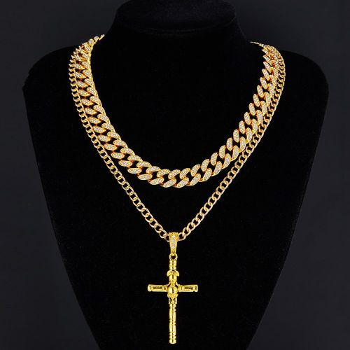 Pièces Collier avec strass à pendentif croix - SHEIN - Modalova