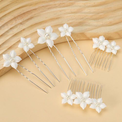 Pièces à fleur de mariée Épingle à cheveux & 2 pièces Peigne à cheveux - SHEIN - Modalova