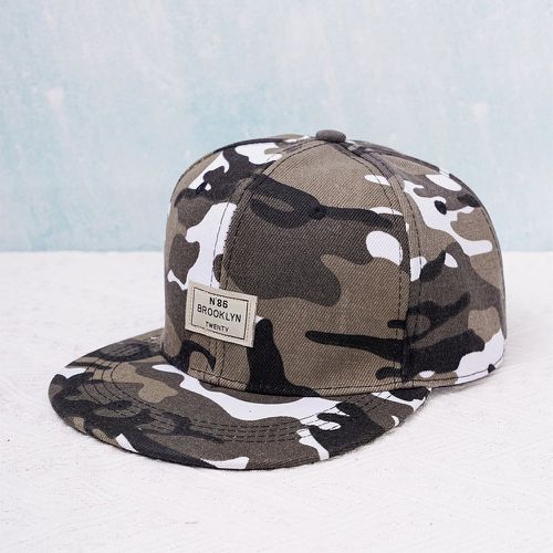 Casquette hip-hop à motif de camouflage à détail étiquette de lettre - SHEIN - Modalova