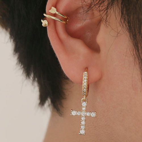 Pièce zircone cubique Pendant d'oreille design croix & 1 pièce Clip d'oreille - SHEIN - Modalova
