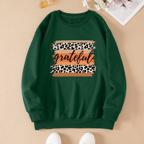 Sweat-shirt thermique à motif lettre à léopard - SHEIN - Modalova