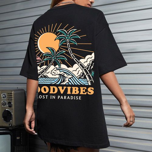T-shirt oversize soleil & graphique de slogan - SHEIN - Modalova
