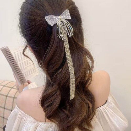Épingle à cheveux à strass à nœud & chaîne à franges - SHEIN - Modalova