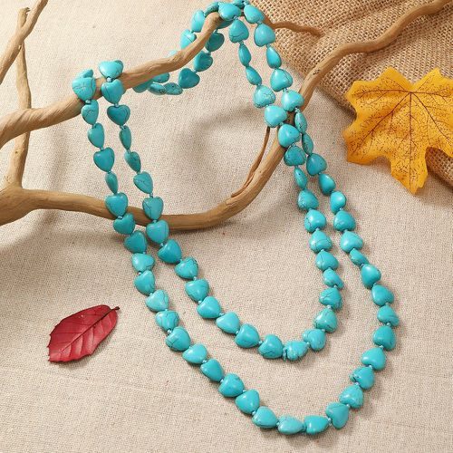 Collier à perles turquoise à détail cœur - SHEIN - Modalova