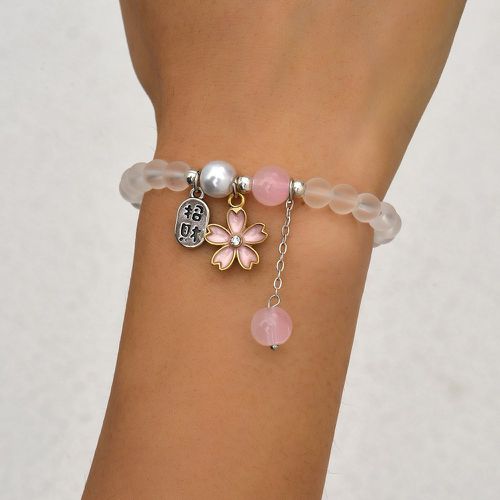 Bracelet perlé caractère chinois ovale & à fleur - SHEIN - Modalova