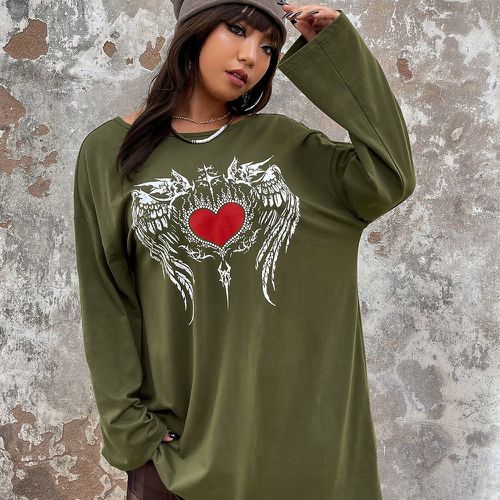 Robe t-shirt à imprimé aile et cœur - SHEIN - Modalova