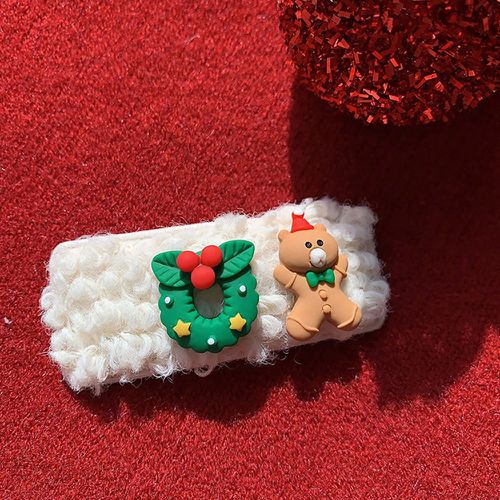 Épingle à cheveux Noël à détail ours en tissu duveteux - SHEIN - Modalova