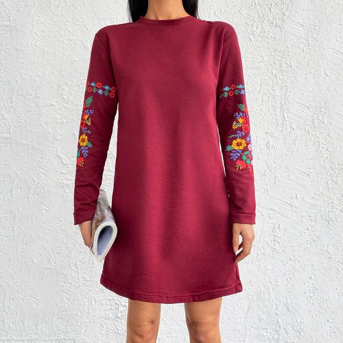 Robe sweat-shirt à imprimé floral à col montant - SHEIN - Modalova