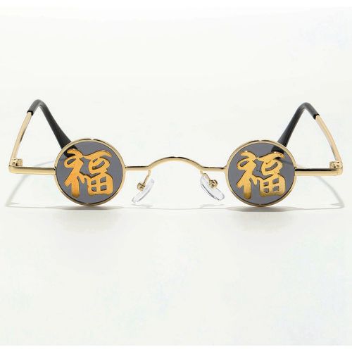 Lunettes de mode à monture ronde caractère chinois motif - SHEIN - Modalova