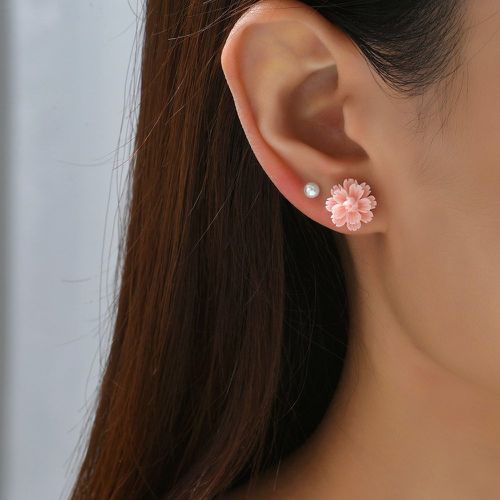 Paires Clous d'oreilles fausse perle & fleur - SHEIN - Modalova