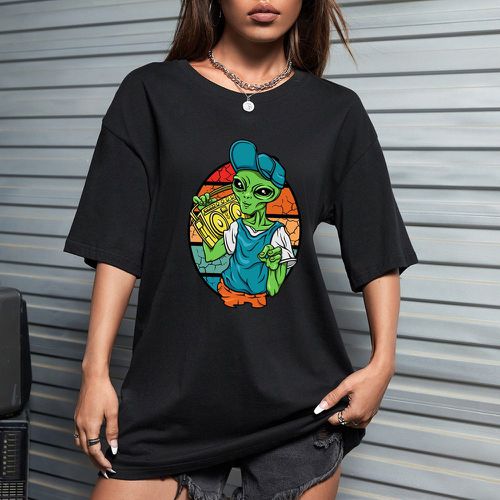 T-shirt oversize à imprimé alien - SHEIN - Modalova