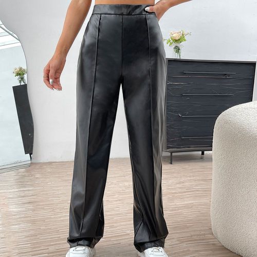 Pantalon taille haute couture en cuir PU - SHEIN - Modalova