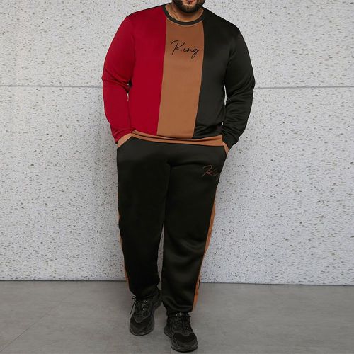 Pantalon de survêtement & Sweat-shirt à blocs de couleurs à lettres - SHEIN - Modalova