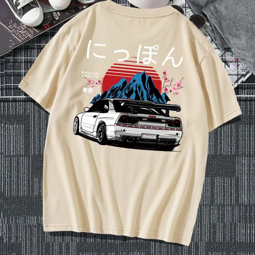 T-shirt voiture et lettre japonaise - SHEIN - Modalova