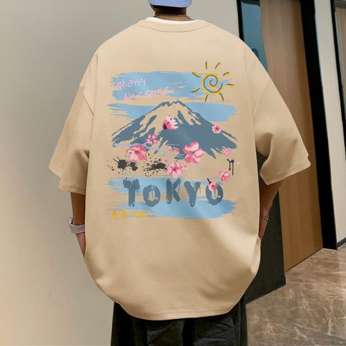 Homme T-shirt montagne et floral - SHEIN - Modalova
