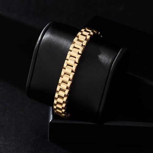 Pièce Bracelet en acier inoxydable de couleur dorée, style minimaliste tendance. Unisexe. Facile à porter. Apporte un sens de la mode et vous fait - SHEIN - Modalova