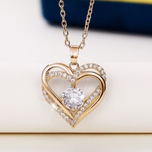 Collier pendentif cœur décoré de zirconium cubique, cadeau pour la Saint-Valentin, maman, mère, fête des mères - SHEIN - Modalova