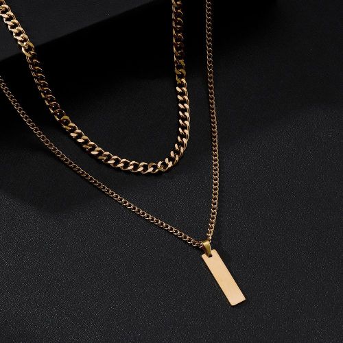 Pièces/set À La Mode En Acier Inoxydable rectangle Collier À Pendentif Pour Décoration Quotidienne Pour Bijou Cadeau - SHEIN - Modalova