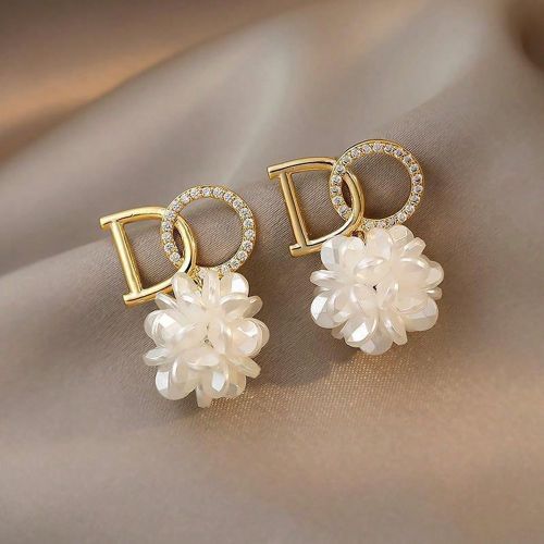 Boucles d'oreilles avec décor de lettre et fleur en strass, pour la Saint-Valentin, maman, mère, fête des mères, cadeau - SHEIN - Modalova