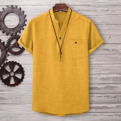 Chemise à col encoche ample avec poche patchée (collier non inclus) - SHEIN - Modalova