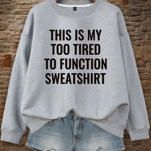 Pull-over mode avec motif imprimé de lettrage de slogan, col rond, manches longues - SHEIN - Modalova