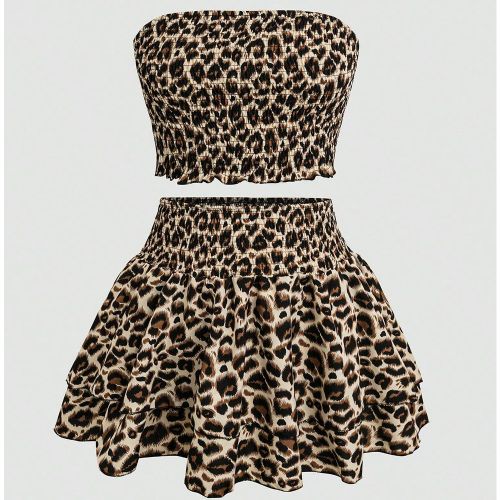Pièces Set: Top bandeau imprimé léopard et jupe imprimée léopard - SHEIN - Modalova