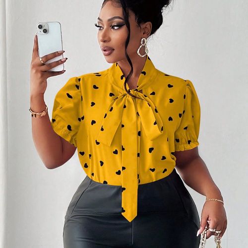 Chemise à manches courtes simple et décontractée, grande taille. Convient pour l'été - SHEIN - Modalova