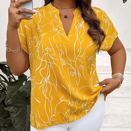 Blouse décontractée à manches courtess grandes tailles, minimaliste et , convient pour l'été, le printemps, l'été, Pâques, le style occidental - SHEIN - Modalova