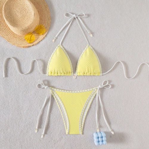 Ensemble de bikini sexy 2 pièces, avec Top à attache de cou pour l'été et la plage - SHEIN - Modalova