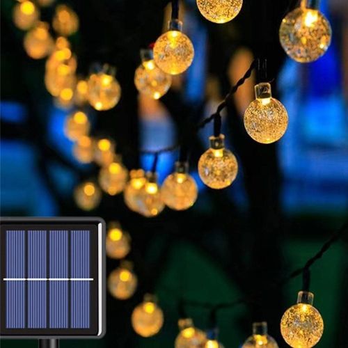 Pièce Guirlande lumineuse solaire de 20/30/50/100 LED en boule à bulles, 5/6.5/7/12m, pour le camping en plein air, la cour, la villa, le balcon, la - SHEIN - Modalova