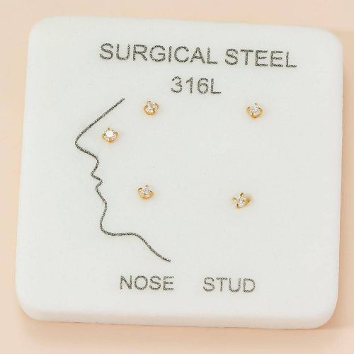 Pièces Piercing Pour Nez D'or Minimaliste À La Mode Zircone En Acier Inoxydable - SHEIN - Modalova