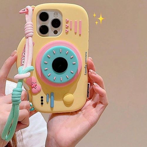 Avec un porte-téléphone en forme de caméra 3D, dragonne compatible avec 14/ 15 Pro Max/Nouveau 13 Pro/12/14 Pro, étui de protection en silicone, d - SHEIN - Modalova