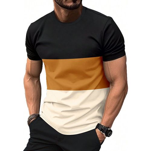T-shirt d'étés, bloc de couleur, respirant et confortable avec des manches courtes et col rond, convient pour les sports décontractés, le fitness, - SHEIN - Modalova