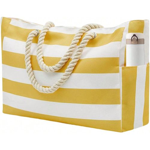 Grand sac fourre-tout de plage imperméable avec fermeture éclair, sac de piscine anti-sable, design à motif aléatoire - SHEIN - Modalova