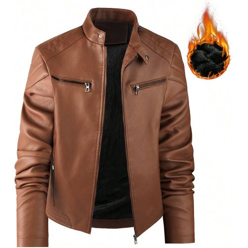 Veste zippée décontractée de modes, épaisse, en polaire, sports, unie, blouson, style de rue, cadeau petit ami, veste d'hiver et d'automnes, col m - SHEIN - Modalova
