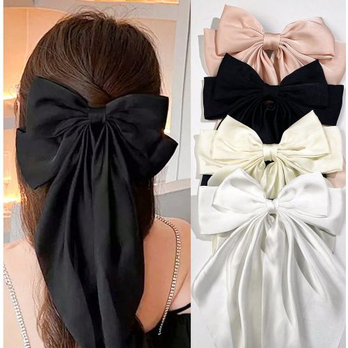 Pièces Pinces à cheveux avec nœuds, pinces à cheveux avec nœud noir, blanc, beige, rose chair. Pinces à cheveux avec nœud en ruban, accessoires - SHEIN - Modalova