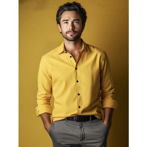 Chemise noire à manches longues, style décontracté chics, couleur unie polyvalente - SHEIN - Modalova