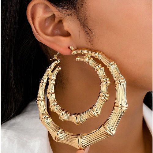 Paire de boucles d'oreilles en forme de double cerceau géant exagéré en bambous - SHEIN - Modalova