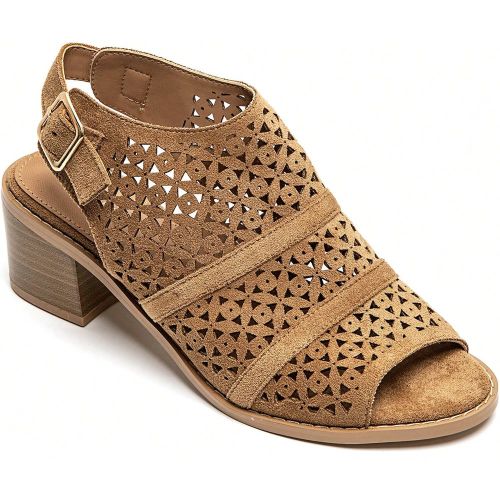 Sandales à talon carrés | Bout ouvert avec motif ajouré - SHEIN - Modalova