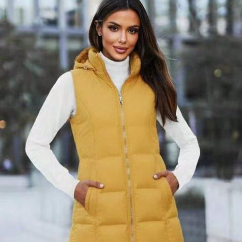 Gilet long à capuche de couleur unie, décontracté pour l'automne/l'hiver - SHEIN - Modalova