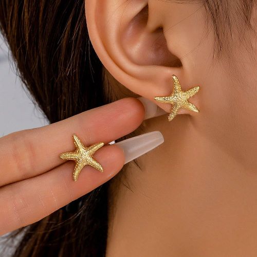 Paire de boucles d'oreilles à clou design géométrique avec perle et étoile de mer, minimaliste et pratique multifonctionnel - SHEIN - Modalova