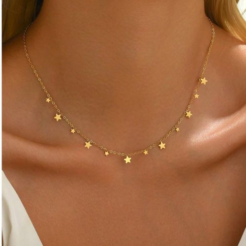 Pièce Collier pendentif multiétoiles plaqué or 18 carats, en acier inoxydable pour porter au quotidien et cadeaus - SHEIN - Modalova