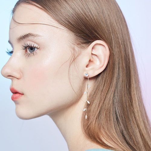 Boucles d'oreille en forme de feuille avec strass - SHEIN - Modalova